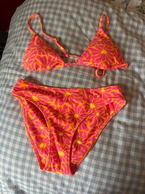Honey Swim orange and pink flower bikini set